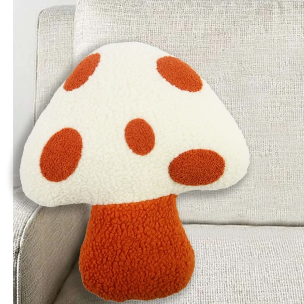 NWT Harvest Orange & White Mushroom Decorative Pillow, 12 in